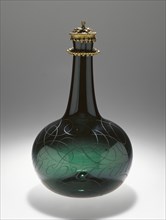 Bottle; Willem Jacobsz van Heemskerk, Dutch, 1613 - 1692, Netherlands; 1675 - 1685; Dark green glass with diamond