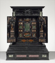 Display Cabinet; Unknown, Three wood carvings by Albert Jansz. Vinckenbrinck, Dutch, about 1604 - 1664,1665, Augsburg, Germany