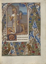 King David in Prayer; Jean Bourdichon, French, 1457 - 1521, Provence, France; about 1480 - 1490; Tempera colors, gold leaf