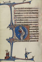 Initial D: David Pointing to His Mouth; Bute Master, Franco-Flemish, active about 1260 - 1290, Paris, written, France