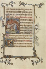 Initial S: The Preparation of a Knight for Burial; Atelier of the Passion Master; Paris, written, France; illumination