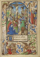 The Crucifixion; Lieven van Lathem, Flemish, about 1430 - 1493, Ghent, written, Belgium; about 1471; Tempera colors, gold leaf