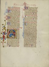 Initial E: Saint Matthew; Master of the Brussels Initials, Italian, active about 1389 - 1410, Bologna, Emilia-Romagna, Italy