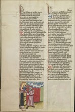 God's Covenant with Abraham; Regensburg, Bavaria, Germany; about 1400 - 1410; Tempera colors, gold, silver paint, and ink