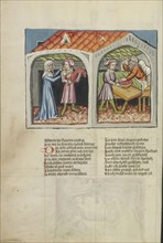 Jacob's Deceit; Regensburg, Bavaria, Germany; about 1400 - 1410; Tempera colors, gold, silver paint, and ink on parchment; Leaf
