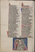 The Deposition; Regensburg, Bavaria, Germany; about 1400 - 1410; Tempera colors, gold, silver paint, and ink on parchment; Leaf