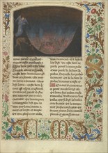 The Forge of Vulcan; Simon Marmion, Flemish, active 1450 - 1489, Valenciennes, France; 1475; Tempera colors, gold leaf, gold