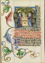 Initial M: The Presentation in the Temple; Workshop of Valentine Noh, Bohemian, active 1470s, Prague, Bohemia, Czech Republic