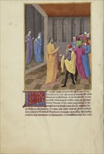 Judas Conspiring with the Jews and Christ Speaking to the Virgin; Master of Guillaume Lambert and workshop, French, active