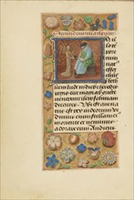 Initial I: Saint Matthew; Master of the Dresden Prayer Book or workshop, Flemish, active about 1480 - 1515, Bruges, Belgium