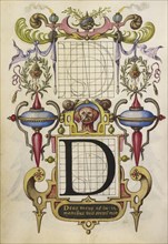 Guide for Constructing the Letter D; Joris Hoefnagel, Flemish , Hungarian, 1542 - 1600, Vienna, Austria; about 1591 - 1596