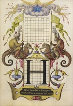 Guide for Constructing the Letter H; Joris Hoefnagel, Flemish , Hungarian, 1542 - 1600, Vienna, Austria; about 1591 - 1596