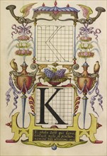 Guide for Constructing the Letter K; Joris Hoefnagel, Flemish , Hungarian, 1542 - 1600, Vienna, Austria; about 1591 - 1596