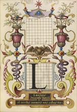 Guide for Constructing the Letter L; Joris Hoefnagel, Flemish , Hungarian, 1542 - 1600, Vienna, Austria; about 1591 - 1596