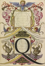 Guide for Constructing the Letter Q; Joris Hoefnagel, Flemish , Hungarian, 1542 - 1600, Vienna, Austria; about 1591 - 1596