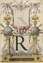 Guide for Constructing the Letter R; Joris Hoefnagel, Flemish , Hungarian, 1542 - 1600, Vienna, Austria; about 1591 - 1596