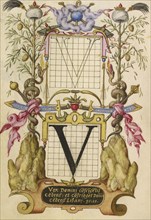 Guide for Constructing the Letter V; Joris Hoefnagel, Flemish , Hungarian, 1542 - 1600, Vienna, Austria; about 1591 - 1596