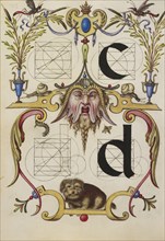 Guide for Constructing the Letters c and d; Joris Hoefnagel, Flemish , Hungarian, 1542 - 1600, Vienna, Austria; about 1591