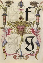 Guide for Constructing the Letters f and g; Joris Hoefnagel, Flemish , Hungarian, 1542 - 1600, Vienna, Austria; about 1591
