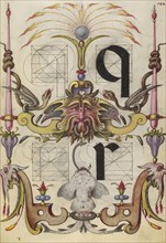 Guide for Constructing the Letters q and r; Joris Hoefnagel, Flemish , Hungarian, 1542 - 1600, Vienna, Austria; about 1591