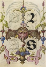 Guide for Constructing the Letters r and s; Joris Hoefnagel, Flemish , Hungarian, 1542 - 1600, Vienna, Austria; about 1591