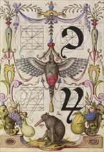 Guide for Constructing the Tironian con and orum; Joris Hoefnagel, Flemish , Hungarian, 1542 - 1600, Vienna, Austria