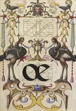 Guide for Constructing the Ligature oe; Joris Hoefnagel, Flemish , Hungarian, 1542 - 1600, Vienna, Austria; about 1591 - 1596