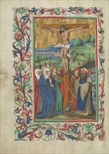 The Crucifixion; Westphalia, Germany; about 1500 - 1505; Tempera colors, gold paint, and ink on parchment; Leaf: 38.7 × 27.9 cm
