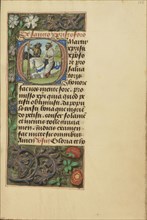 Initial O: Saint Christopher; Master of the Dresden Prayer Book or workshop, Flemish, active about 1480 - 1515, Bruges, Belgium