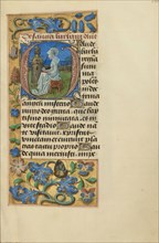 Initial G: Saint Barbara; Master of the Dresden Prayer Book or workshop, Flemish, active about 1480 - 1515, Bruges, Belgium