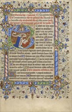 Initial B: David in Prayer; London, England; 1420–1430; Tempera colors, gold leaf, gold paint, and ink on parchment bound