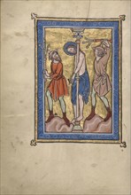 The Flagellation; Bruges, possibly, Belgium; mid-1200s; Tempera colors, gold leaf, and ink on parchment; Leaf: 23.5 x 16.5 cm