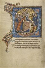Initial D: The Way to Calvary; Bruges, possibly, Belgium; mid-1200s; Tempera colors, gold leaf, and ink on parchment; Leaf