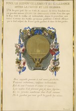 Escutcheon with a Medal; Jacques Bailly, French, 1634 - 1679, Paris, France; about 1663 - 1668; Gouache, gold, and ink