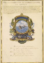 Escutcheon with a Sea Monster; Jacques Bailly, French, 1634 - 1679, Paris, France; about 1663 - 1668; Gouache, gold, and ink