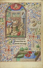 David in Prayer; Dunois Master, French, active Paris, France until 1463, Paris, France; 1455; Tempera colors, gold paint, gold