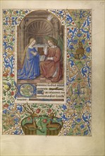 The Annunciation; Jean Bourdichon, French, 1457 - 1521, Tours, France; about 1480 - 1485; Tempera colors, gold, and ink