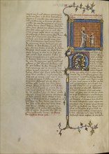 Saint John Handing a Letter to Messenger; Master of Jean de Mandeville, French, active 1350 - 1370, Paris, France; about 1360