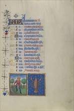 A Man Mowing; Zodiacal Sign of Cancer; Master of the Lee Hours, Flemish, active about 1450 - 1470, Ghent, probably, Belgium
