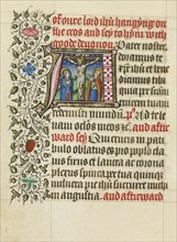 Initial A: The Crucifixion; Master of Sir John Fastolf, French, active before about 1420 - about 1450, France; about 1430