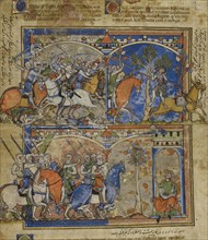 Scenes from the Life of Absalom; Northern France, France; about 1250; Tempera colors and gold leaf on parchment; Leaf