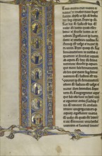 Initial I: Scenes of the Creation of the World and the Crucifixion; Lille, probably, France; about 1270; Tempera colors, black