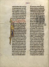 Initial I: Saint Mark with his Symbol; Lille, France; about 1260 - 1270; Tempera, gold leaf, and pen and black ink on parchment