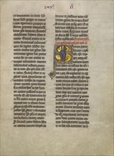Initial S: Saint Peter with a Key; Lille, France; about 1260 - 1270; Tempera, gold leaf, and pen and black ink on parchment