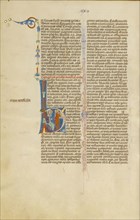 Initial H: Moses Speaking to the Israelites; Bologna, Emilia-Romagna, Italy; about 1280 - 1290; Tempera colors, gold leaf