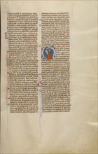 Initial D: David in Prayer; Bologna, Emilia-Romagna, Italy; about 1280 - 1290; Tempera colors, gold leaf, and ink on parchment