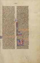 Initial E: Baruch; Bologna, Emilia-Romagna, Italy; about 1280 - 1290; Tempera colors, gold leaf, and ink on parchment; Leaf