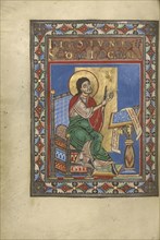Saint Luke; Helmarshausen, Germany; about 1120 - 1140; Tempera colors, gold, and silver on parchment; Leaf: 22.9 x 16.5 cm