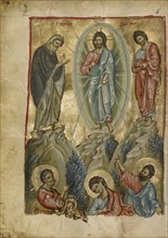 The Transfiguration; Nicaea, Turkey; early 13th century - late 13th century; Tempera colors and gold leaf on parchment; Leaf