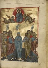 The Ascension; Nicaea, Turkey; early 13th century - late 13th century; Tempera colors and gold leaf on parchment; Leaf